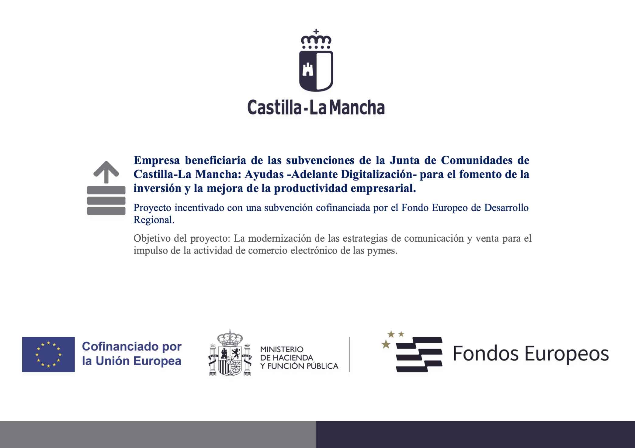 Logos ayudas Unión Europea, FEDER, Castilla-La Mancha